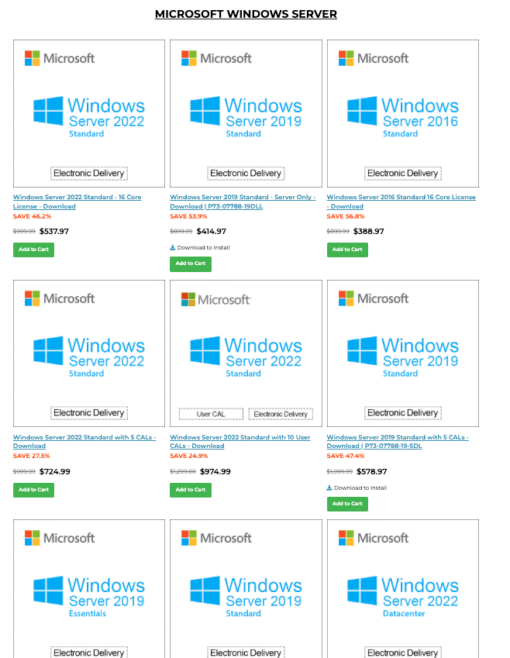 Microsoft Widows server DirectDeals